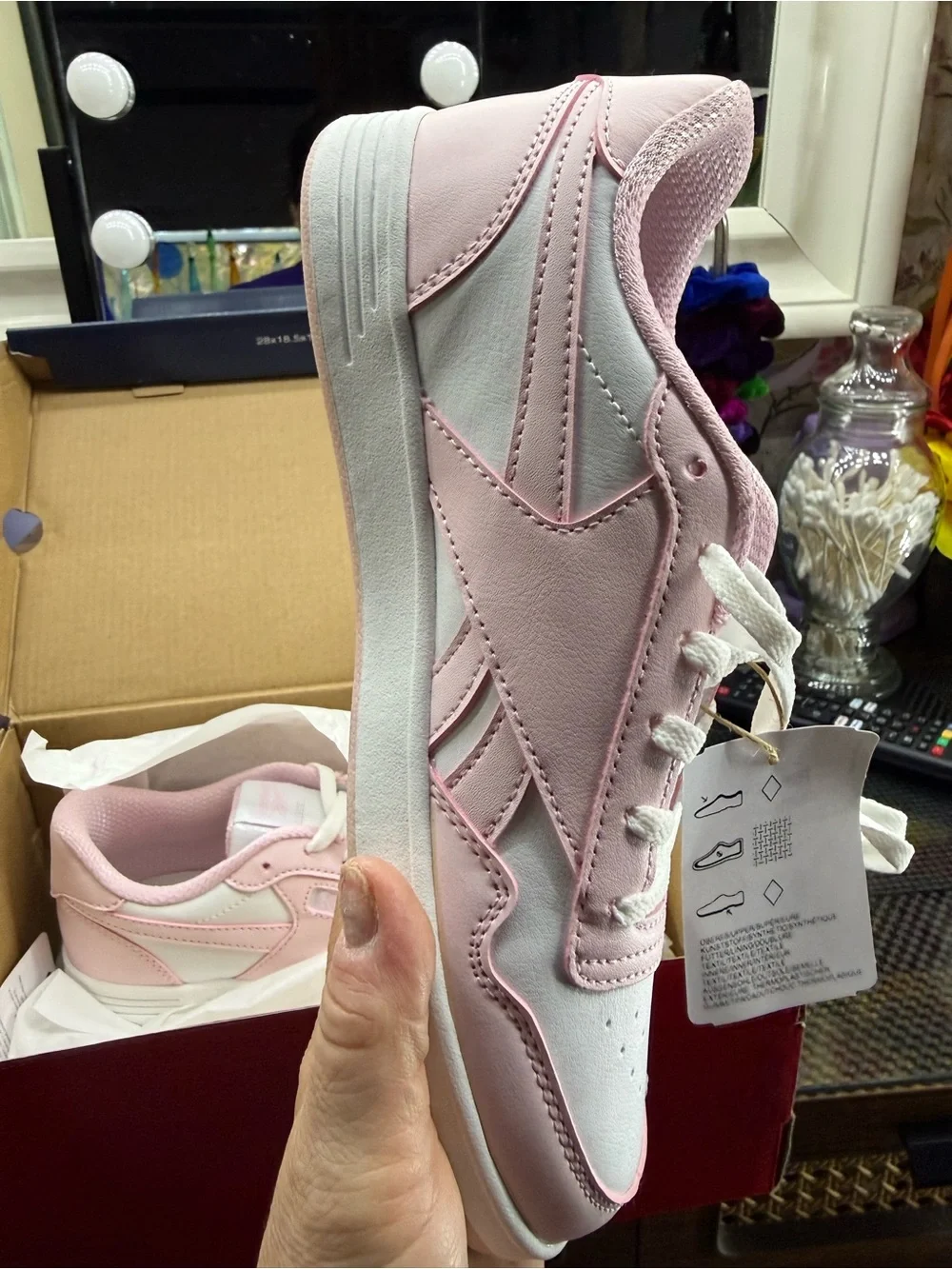 Reebok Soft Pink and White Low-Top Sneakers